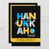 Uitnodiging van de partij Hanukkah (Voorkant / Achterkant)