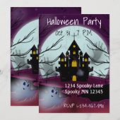 Uitnodiging van de partij Haunted House Halloween (Voorkant / Achterkant)