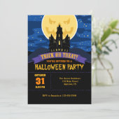 Uitnodiging van de partij Haunted House Halloween (Staand voorkant)