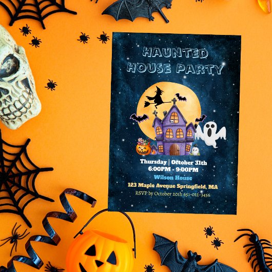 Uitnodiging van de partij Haunted House Halloween