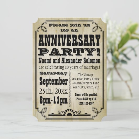 Uitnodiging van de partij Jubileum van het oude  l (Staand voorkant)