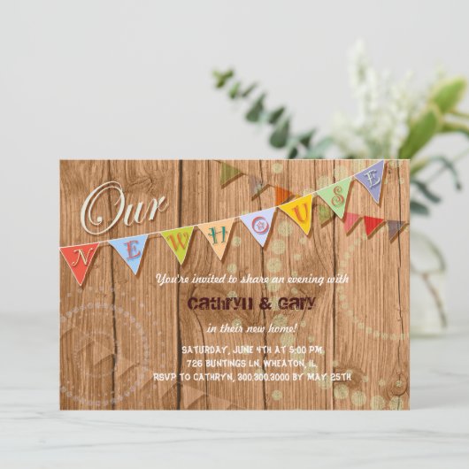 Uitnodiging van de partij Landschap Wood Bunting (Staand voorkant)
