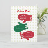 Uitnodiging van de partij Mittens Holiday (Staand voorkant)