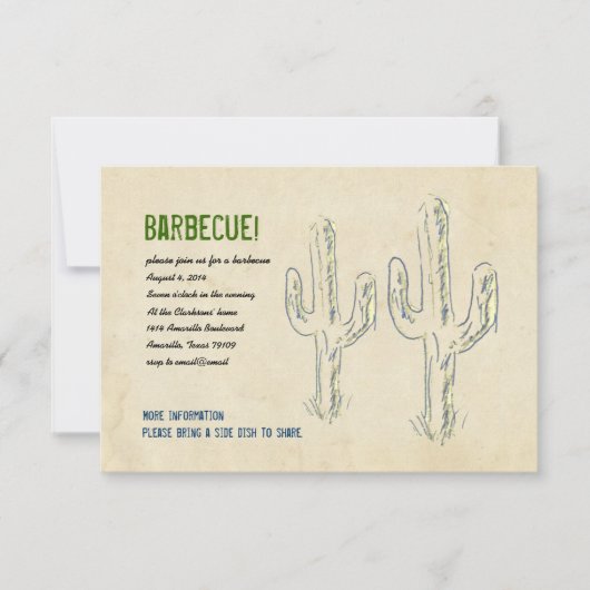 Uitnodiging van de partij Old West Cactus (Voorkant)