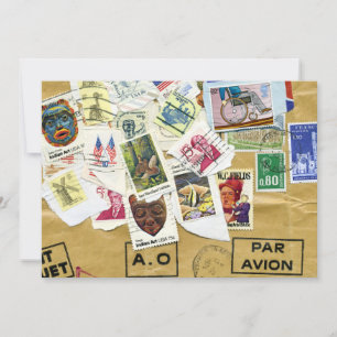  uitnodiging van de partij Stamp Collage Farewell