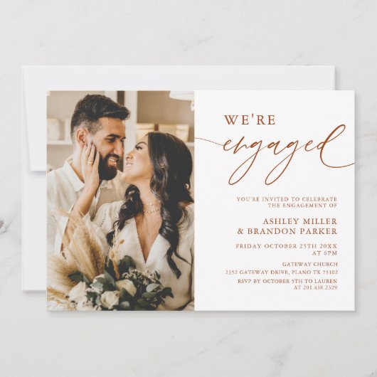 Uitnodiging van de partij Terracotta Rust Photo En (Voorkant)