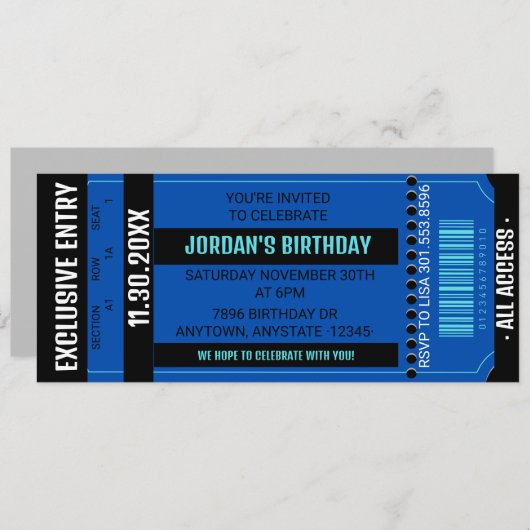 Uitnodiging van de partij Ticket | Uitnodiging tot (Voorkant / Achterkant)