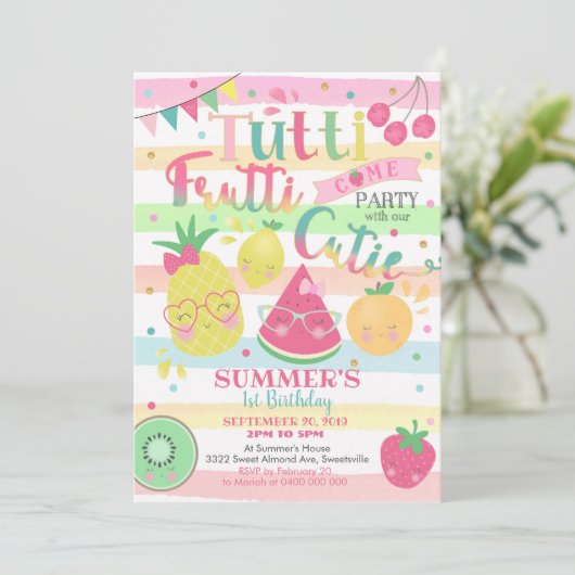 Uitnodiging van de partij Tutti Frutti - Uitnodigi (Staand voorkant)