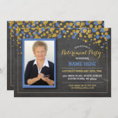 Uitnodiging van de Partij van de Foto Blue Chalk (Voorkant / Achterkant)