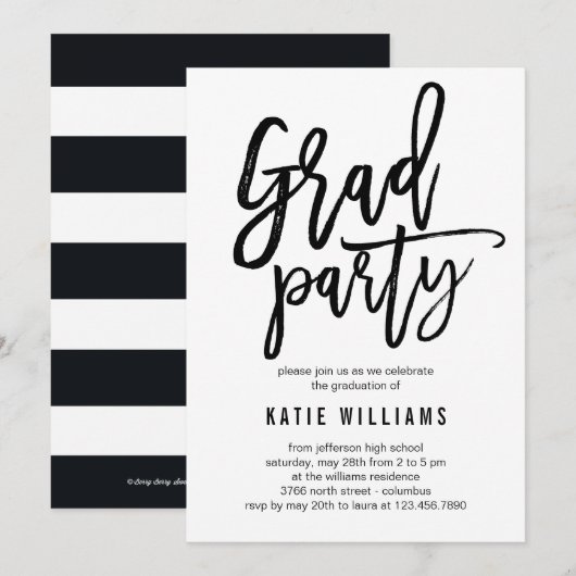 Uitnodiging van de Partij van de Graduatie van de  (Voorkant / Achterkant)