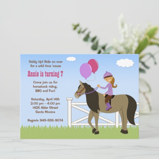 Uitnodiging van de partij van het paard Riding Bir (Staand voorkant)