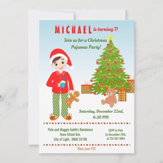 uitnodiging van de partij van Pajamas en Cookies B (Voorkant)