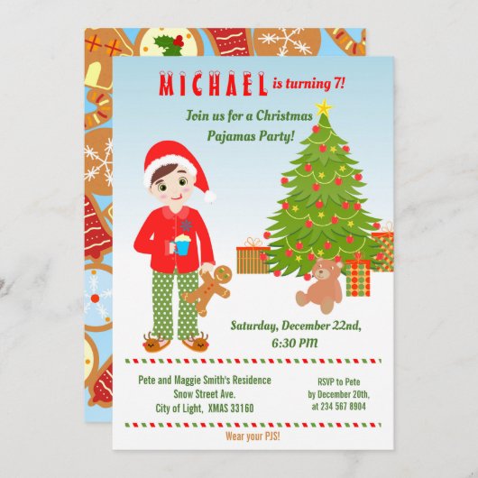 uitnodiging van de partij van Pajamas en Cookies B (Voorkant / Achterkant)