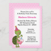 Uitnodiging van de partij van Turtle Birthday (Voorkant / Achterkant)