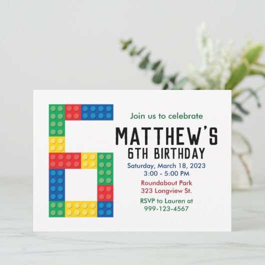 Uitnodiging van de partij voor het blok voor de 6d (Staand voorkant)