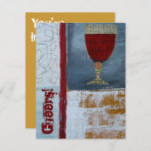 Uitnodiging van de partij voor het testen van wijn (Voorkant / Achterkant)