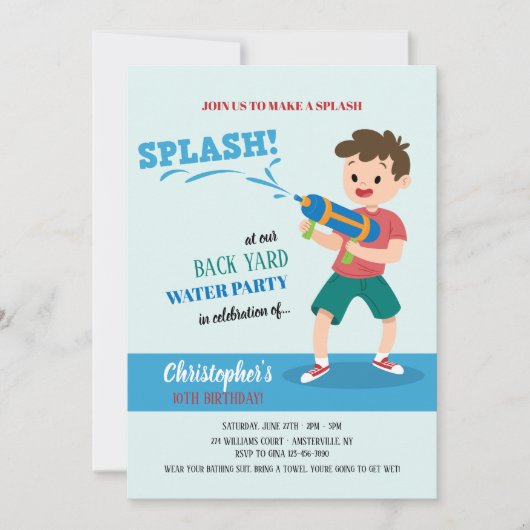 Uitnodiging van de partij Water-pistool (Voorkant)