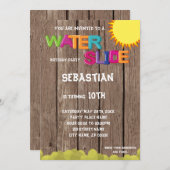 Uitnodiging van de partij Waterslide Birthday (Voorkant / Achterkant)