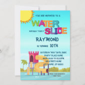 Uitnodiging van de partij Waterslide Birthday (Voorkant)