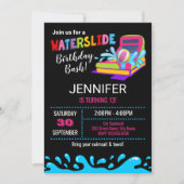 Uitnodiging van de partij Waterslide Birthday (Voorkant)
