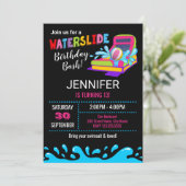 Uitnodiging van de partij Waterslide Birthday (Staand voorkant)