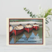 Uitnodiging van de Pensioenpartij, drie rode kano' (Staand voorkant)