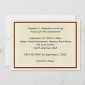 Uitnodiging van de Pensioenpartij, drie rode kano' (Achterkant)