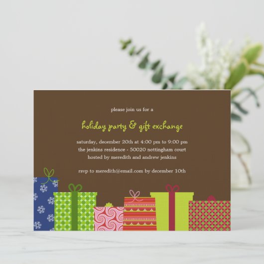 Uitnodiging van de prijzenswaardige Gifts Holiday (Staand voorkant)
