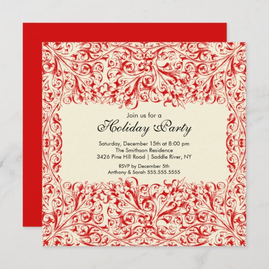 Uitnodiging van de Red & Cream Vakantie (Voorkant / Achterkant)