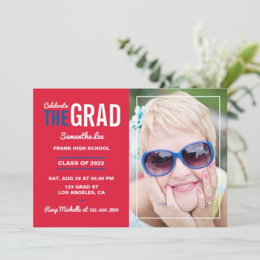 Uitnodiging van de Rode en Blauwe GraduPartij van  (Staand voorkant)