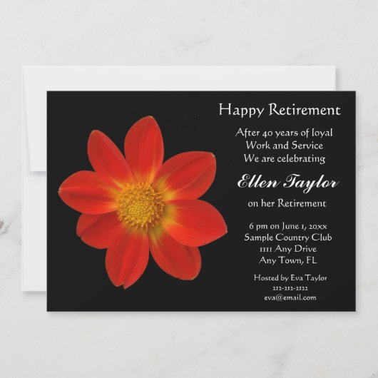 Uitnodiging van de Rode en Zwarte Floral Partij (Voorkant)