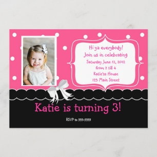 uitnodiging van de roze Birthday Party