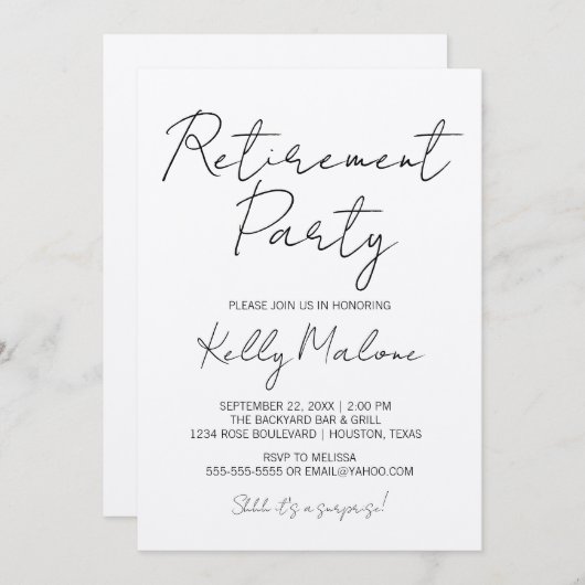 Uitnodiging van de Rustic Kraft Retirement Party (Voorkant / Achterkant)