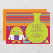 Uitnodiging van de Science Birthday Party (Voorkant / Achterkant)