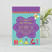 Uitnodiging van de Science Birthday Party (Staand voorkant)