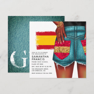 Uitnodiging van de Spaanse Denim Girl Graduation P