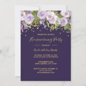 Uitnodiging van de sparkle Paarse Floral Housewarm (Voorkant)