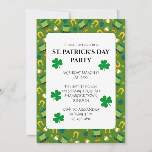 Uitnodiging van de St Patrick's Day Party (Voorkant)