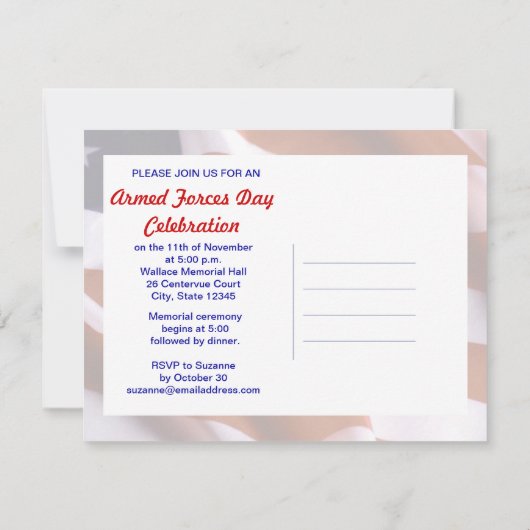 Uitnodiging van de strijdkrachten, vlag, rood (Achterkant)