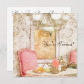 Uitnodiging van de Tea Party. Shabby Chic, Victori (Voorkant / Achterkant)