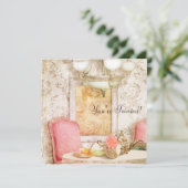 Uitnodiging van de Tea Party. Shabby Chic, Victori (Staand voorkant)
