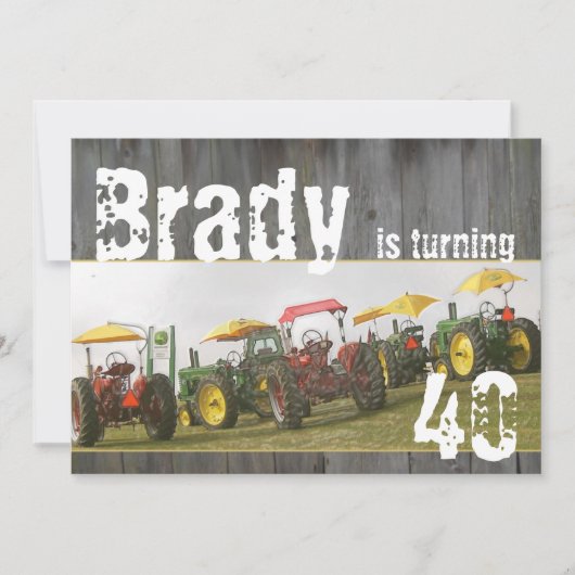Uitnodiging van de trekker: Barn wood & tractors (Voorkant)