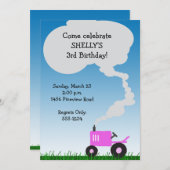 Uitnodiging van de trekker: Roze tractor (Voorkant / Achterkant)