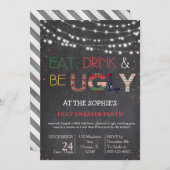 Uitnodiging van de Ugly Sweater Kerstfeestdag (Voorkant / Achterkant)