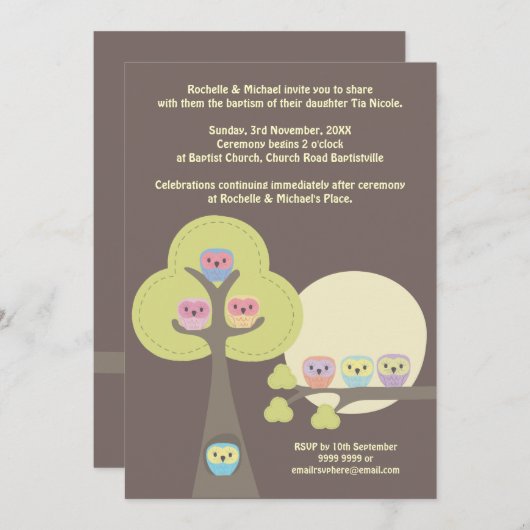 Uitnodiging van de Uilen van de Ceremonie van het (Voorkant / Achterkant)