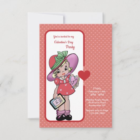 Uitnodiging van de  Valentijn Kinderpartij (Voorkant)