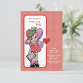 Uitnodiging van de  Valentijn Kinderpartij (Staand voorkant)