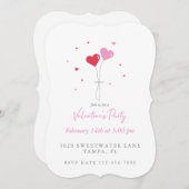 Uitnodiging van de valentijnse Heart Balloons Part (Voorkant / Achterkant)