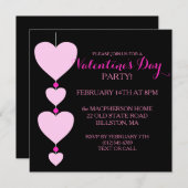 Uitnodiging van de Valentijnse partij Roze en Blac (Voorkant / Achterkant)