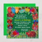 Uitnodiging van de verjaardag: 005 Olifanten (Voorkant / Achterkant)